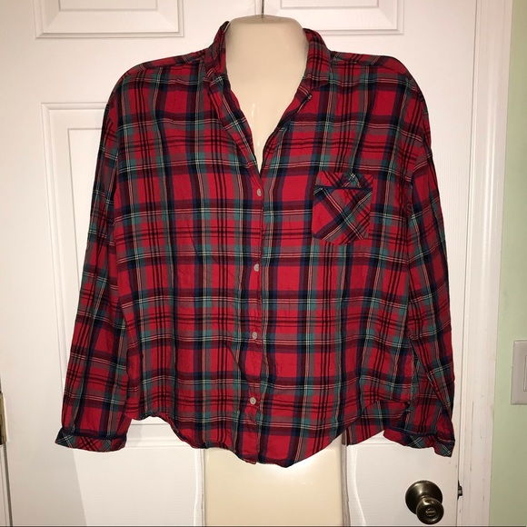 Victoria’s Secret L Plaid Button Down Top - Picture 1 of 7